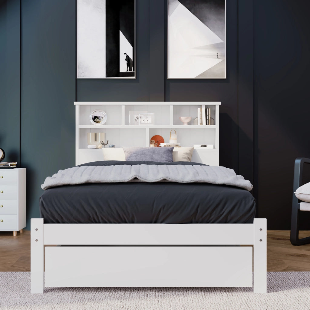 Letto singolo 90x200 cm con libreria e cassetti
