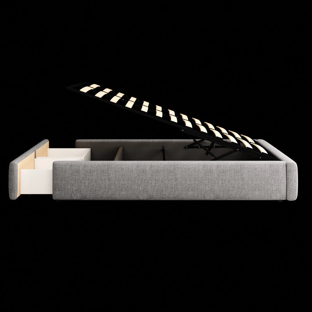 Letto imbottito grigio 140 x 200 cm