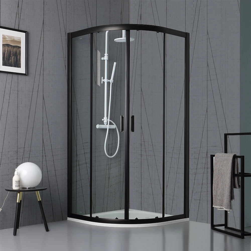 Box doccia semicircolare 80x80 cm cristallo trasparente e profilo nero opaco