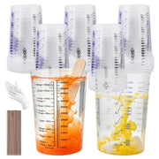 25 misurini in plastica da 600 ml, con scala graduata e spatola per mescolare