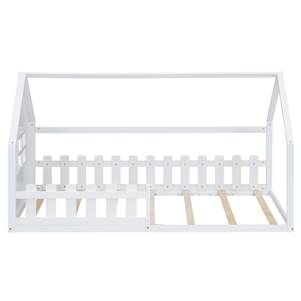 Letto a casetta per bambini bianco 90 x 200 cm
