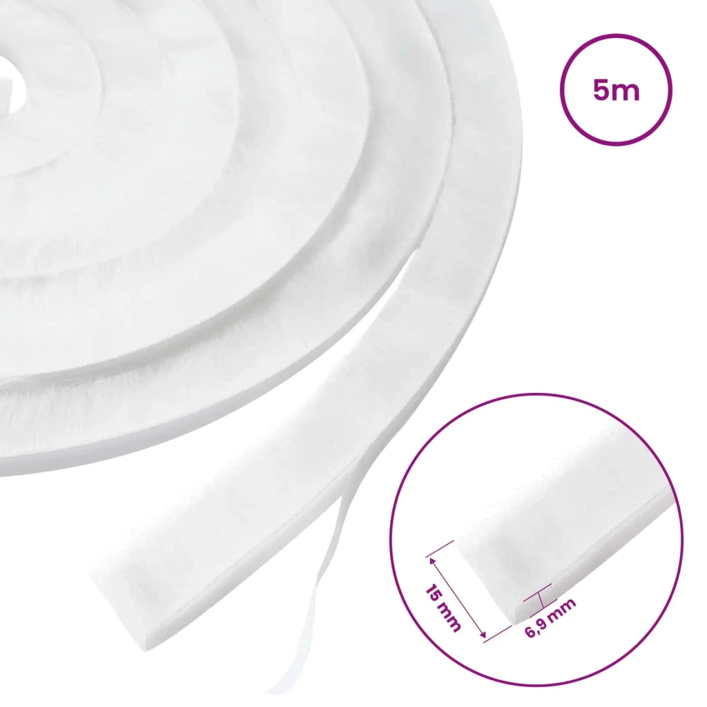 Guarnizione a spazzola autoadesiva 5 m PP Bianco 42045090