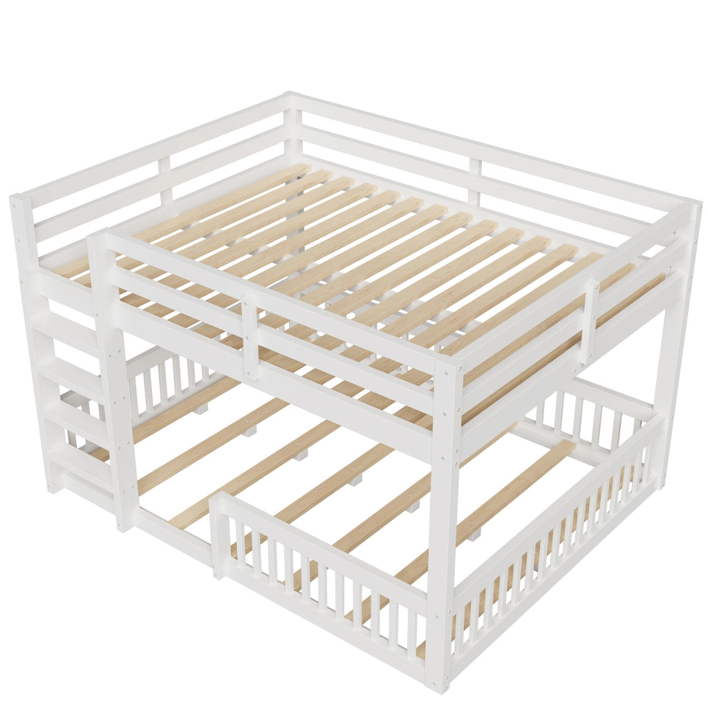 Letto a castello 160x200 cm bianco in pino e MDF con sponde