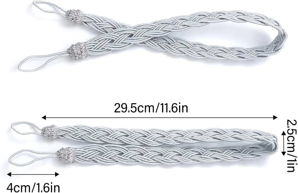 Supporti per tende in stile bohémien, 6 pezzi, grigi, 59 cm