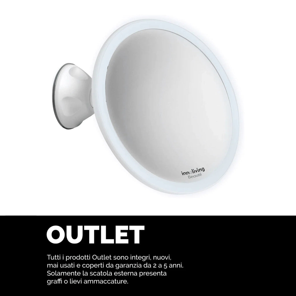 Innoliving INN-804 Specchio Ingranditore 5X con Ventosa e Luce LED