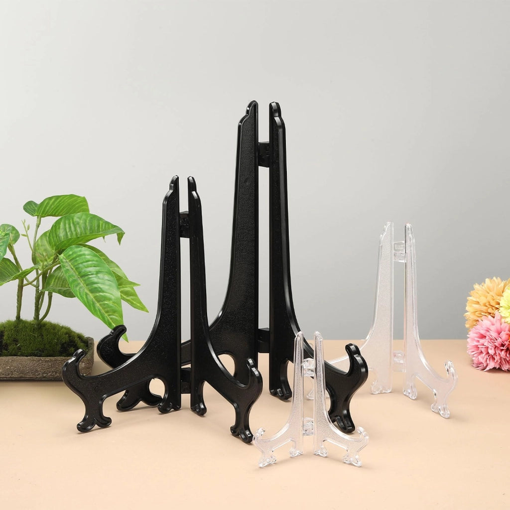 Set di 6 supporti in acrilico, pieghevoli, trasparenti, dimensioni 7x4 cm