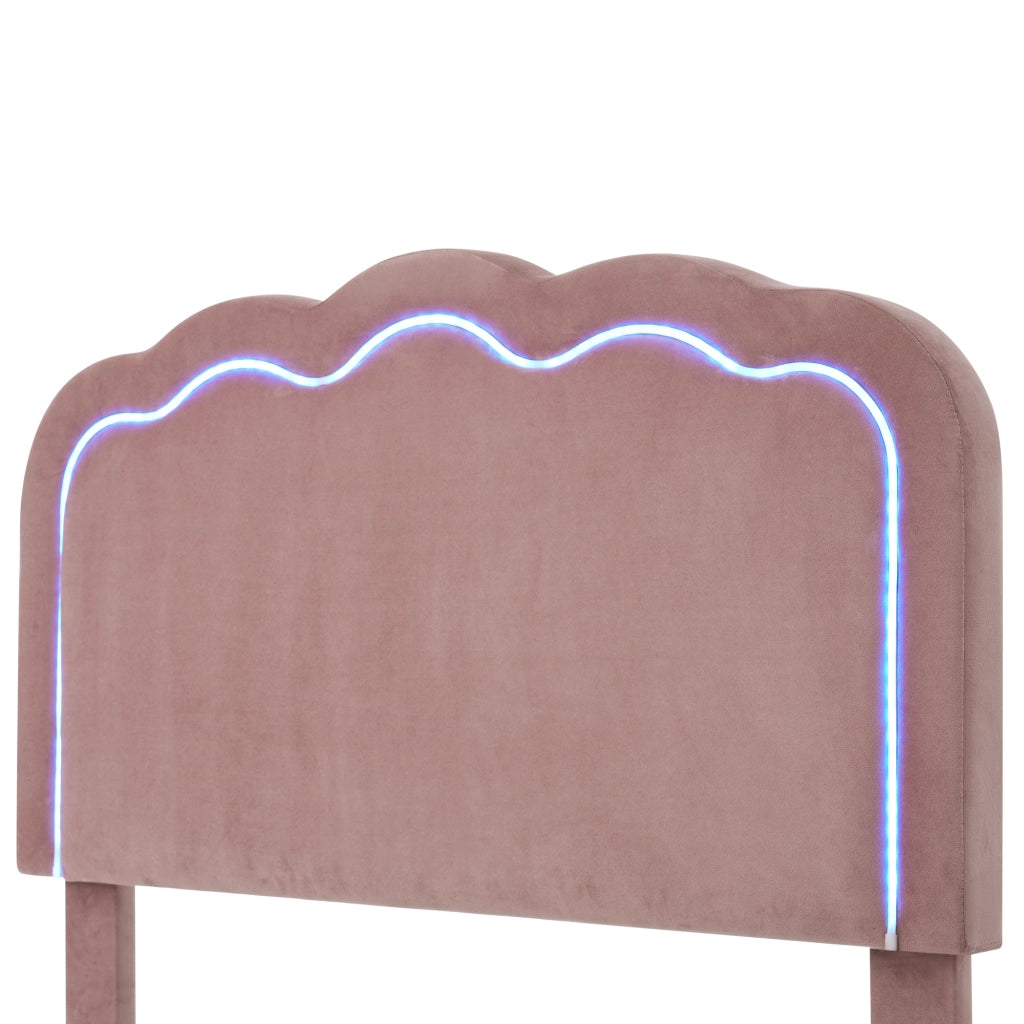 Letto singolo 90 x 190 cm rosa con testiera regolabile
