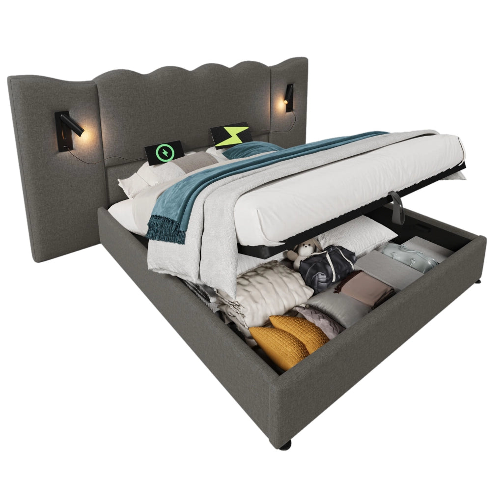 Letto matrimoniale contenitore 180x200 grigio