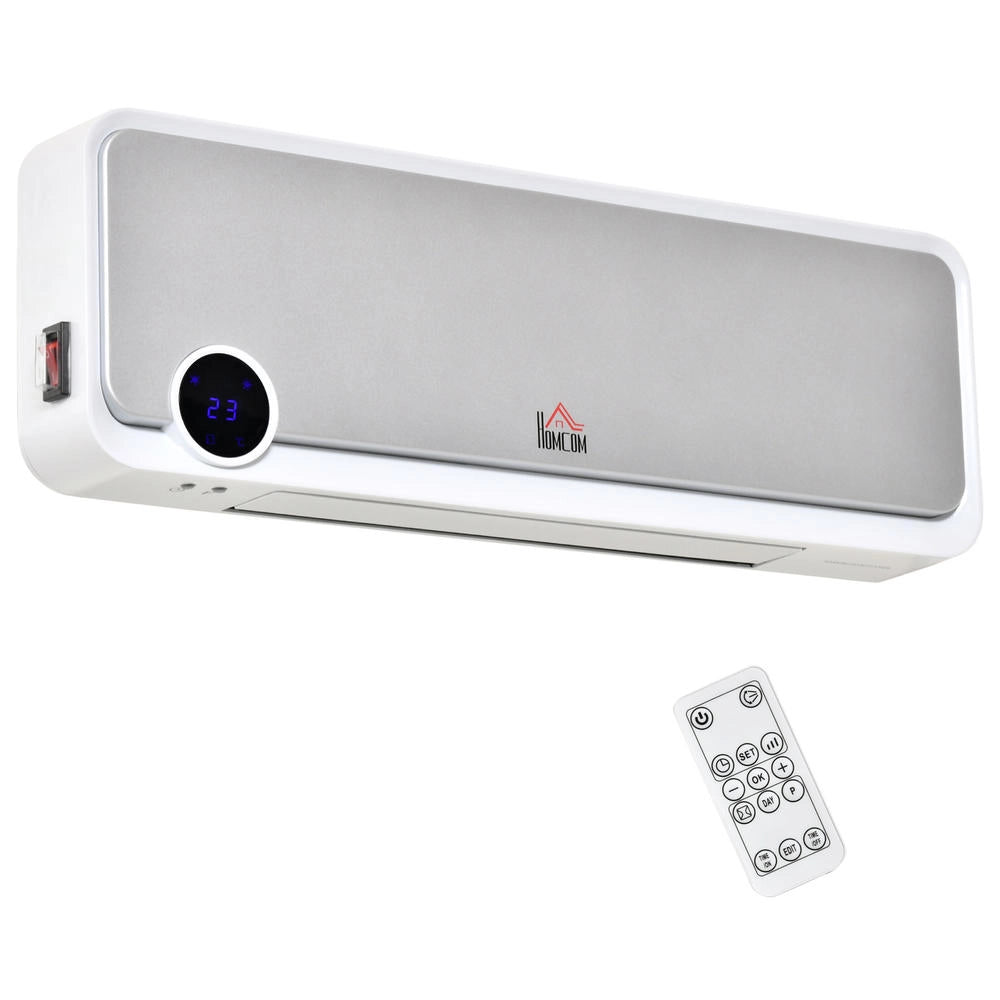 Termoventilatore da parete ceramico PTC 2000W con telecomando display LED timer 12h e 3 modalità per casa e ufficio
