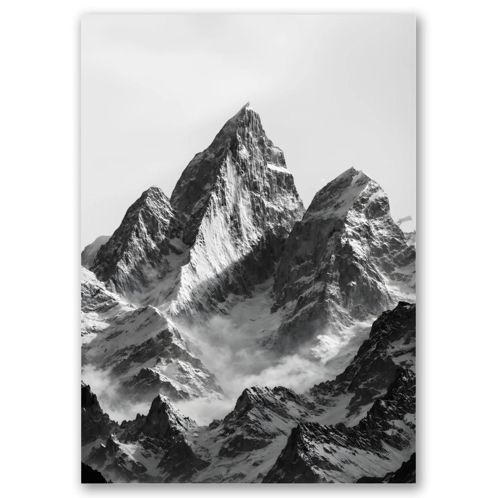 Poster a tema inverno e sci, 2 pezzi, 42x30 cm, in bianco e nero, senza cornice