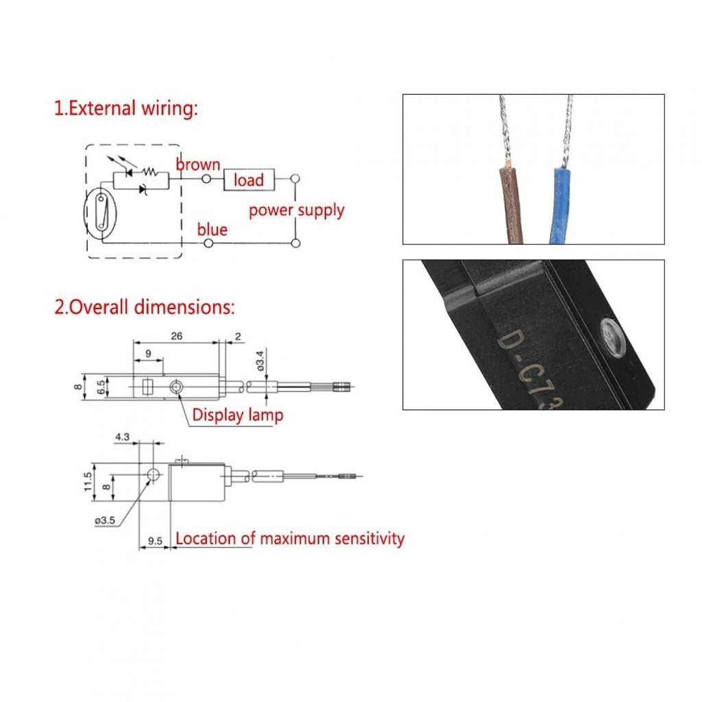 Interruttore magnetico D-C73 per cilindri CDJ2B, C85, 5-240V DC/AC