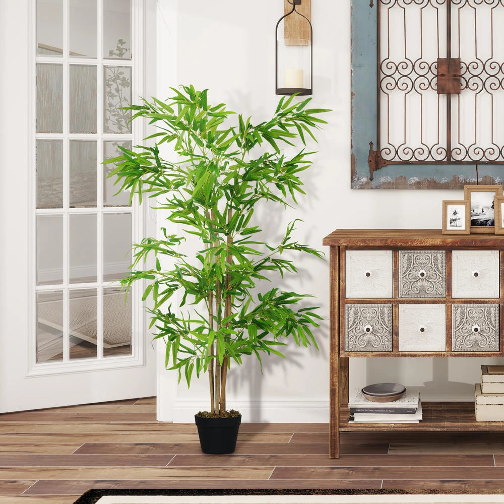 Bambù artificiale con vaso pianta finta realistica da arredo 150 cm per casa e giardino