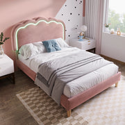 Letto singolo 90 x 190 cm rosa con testiera regolabile