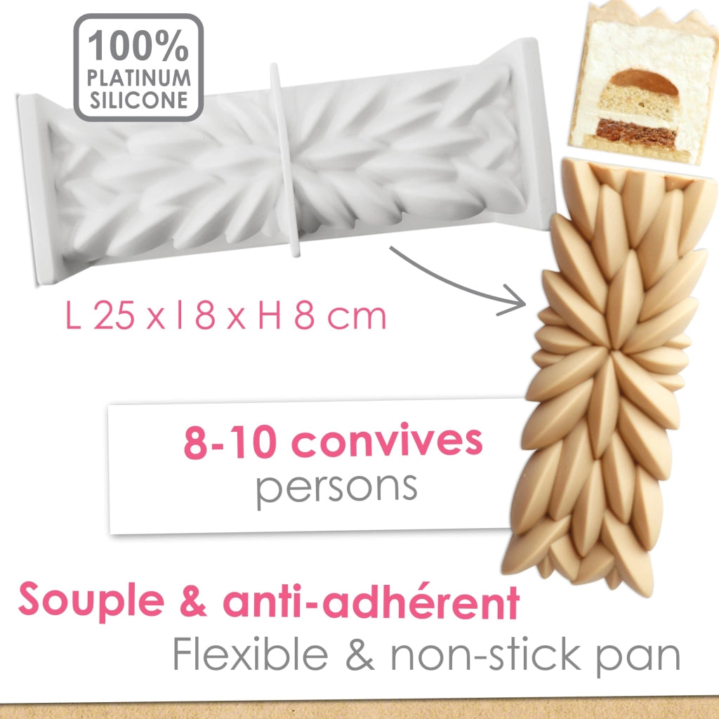 Stampo in silicone 3D, dimensioni 25x8x8 cm, bianco, per torte e dolci