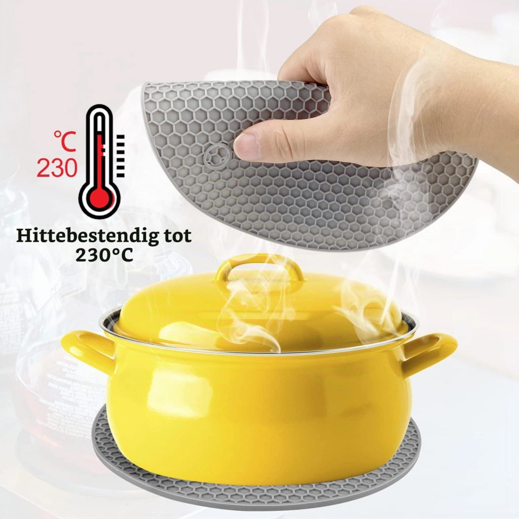 Set di 2 sottobicchieri in silicone, antiscivolo, 18x18 cm, grigi
