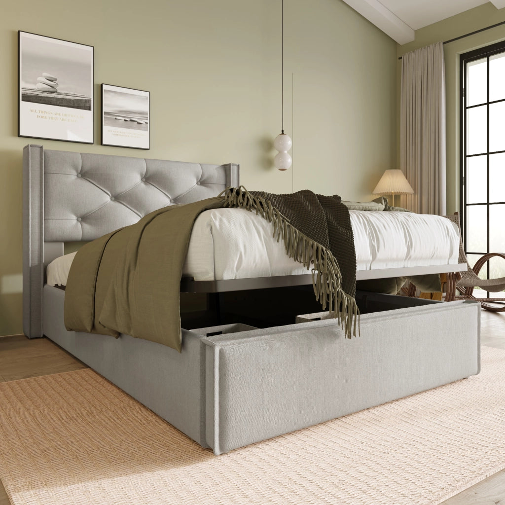 Letto singolo imbottito 90x200 cm con contenitore