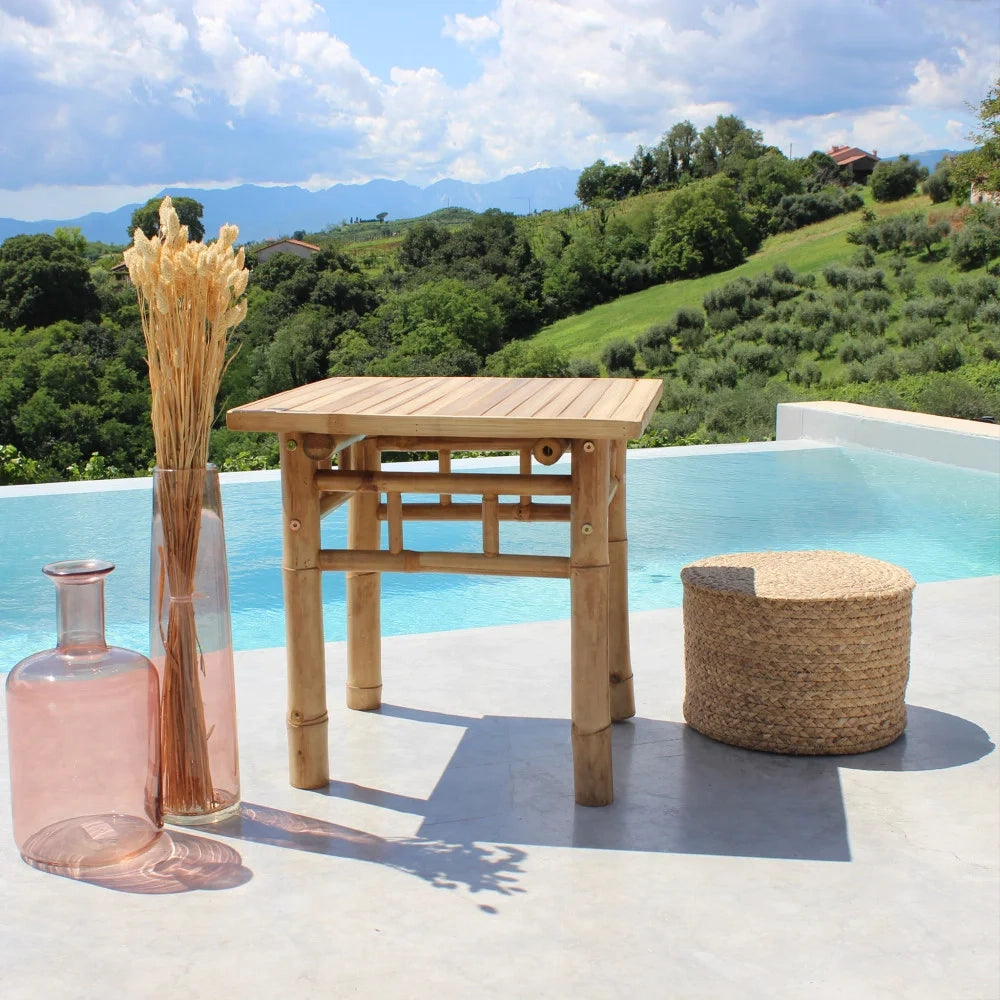 Tavolino da Giardino Quadrato in Bambù Aviator Marrone