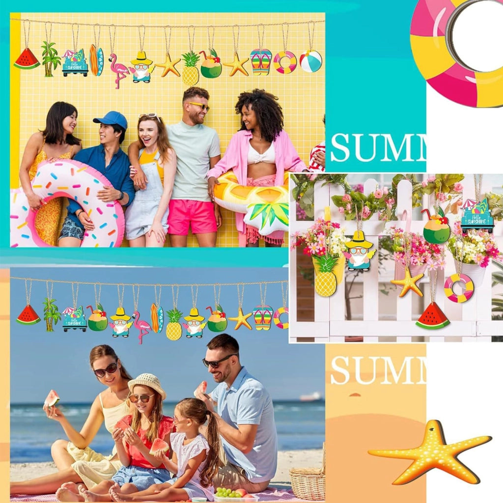 Appendini in legno, set da 36 pezzi, decorazioni hawaiane tropicali per l'estate