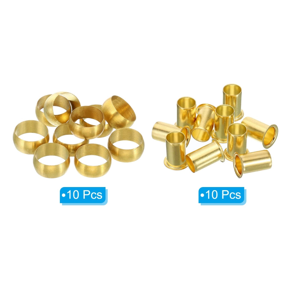 Raccordo a compressione in ottone, 12 mm, set da 20 pezzi, con manicotti di compressione