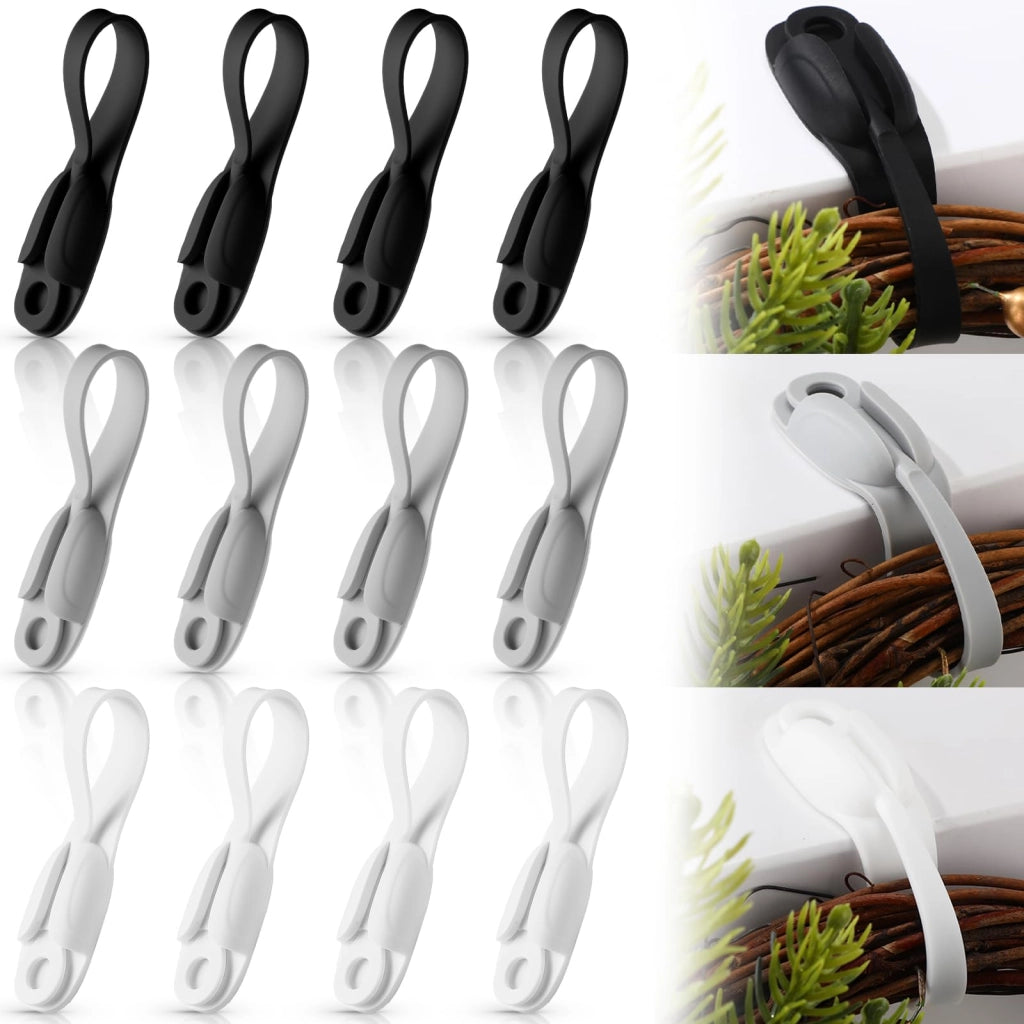 12 fascette stringicavo, autoadesive, in silicone, 20 cm, colore nero/bianco/grigio