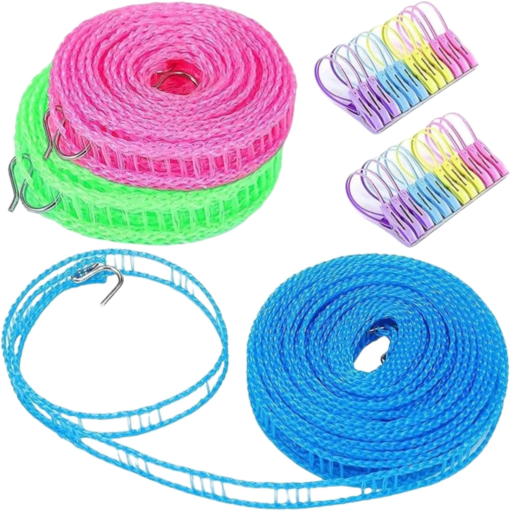 Lunghezza: 8 metri, materiale: nylon, con 2 ganci, per abiti, colore: blu