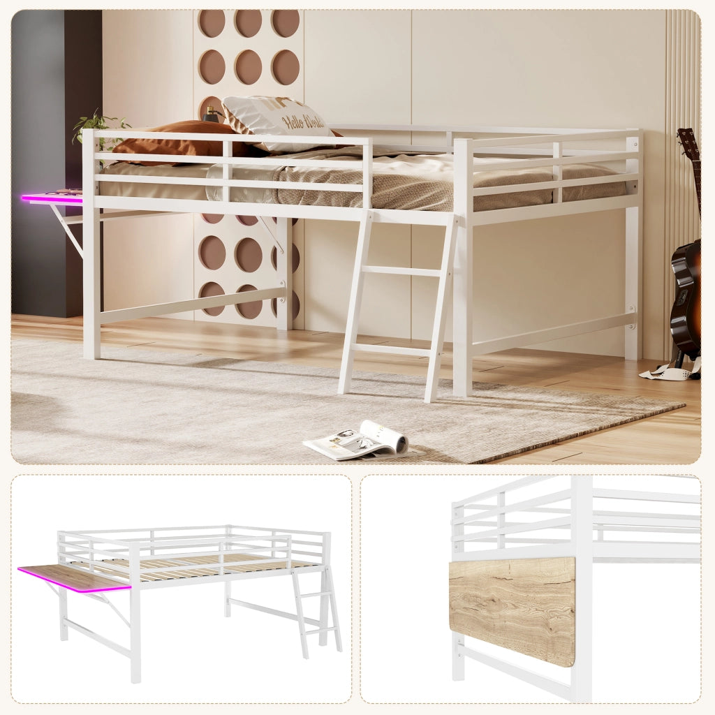 Letto a soppalco 140x200 cm bianco in metallo