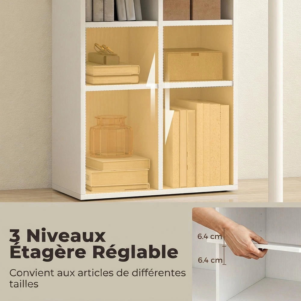 Scrivania per Computer Moderna 100 x 59 cm Sagomata in Legno Rovere con 6 Ripiani Regolabili Tavolo Salvaspazio per Casa e Ufficio