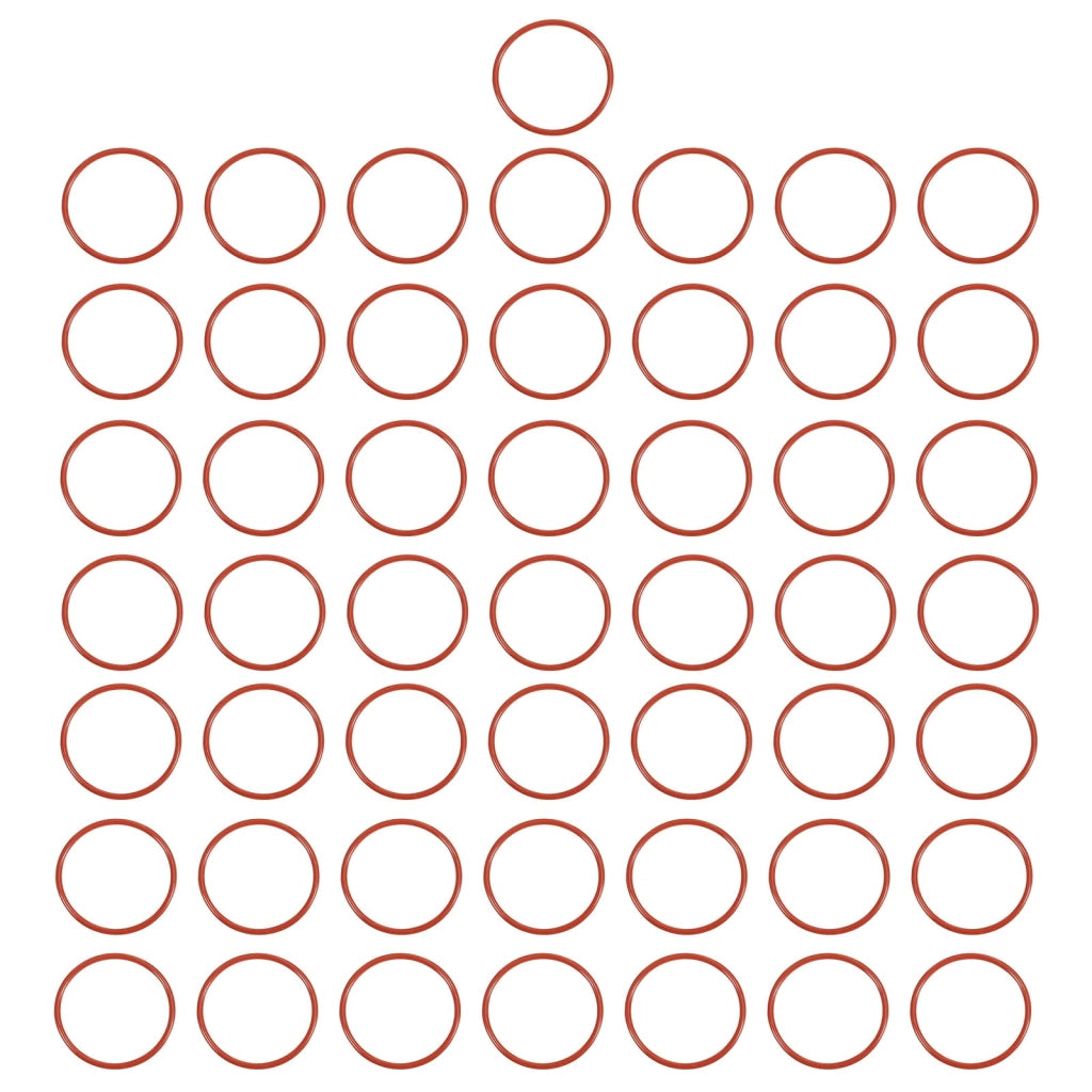 O-ring in silicone, 37x41x2 mm, 50 pezzi, colore rosso, durezza 50A