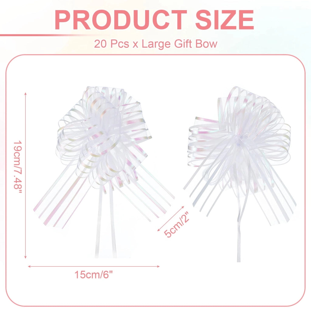 20 nastri decorativi, 19x15 cm, bianchi, in plastica