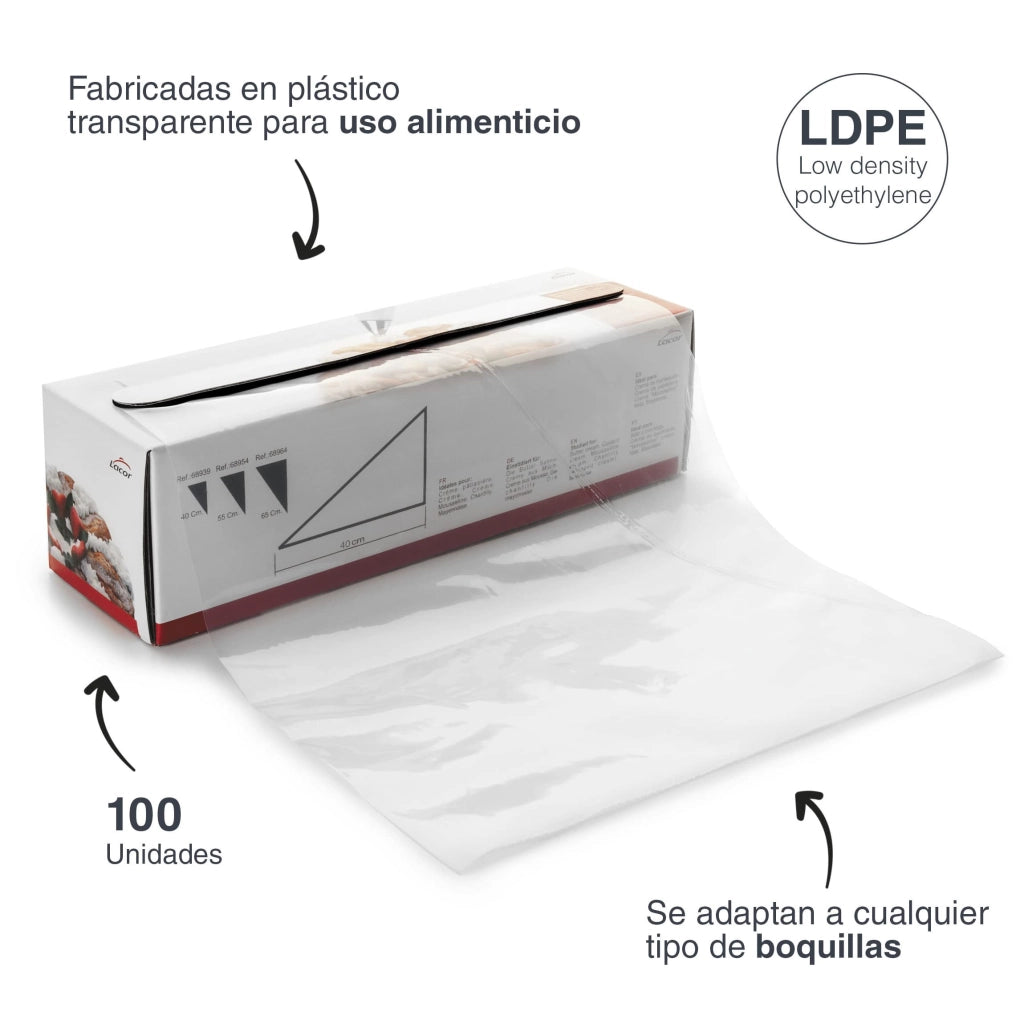 Pantaloni monouso per pasticceri, 35 cm, in plastica, colore bianco