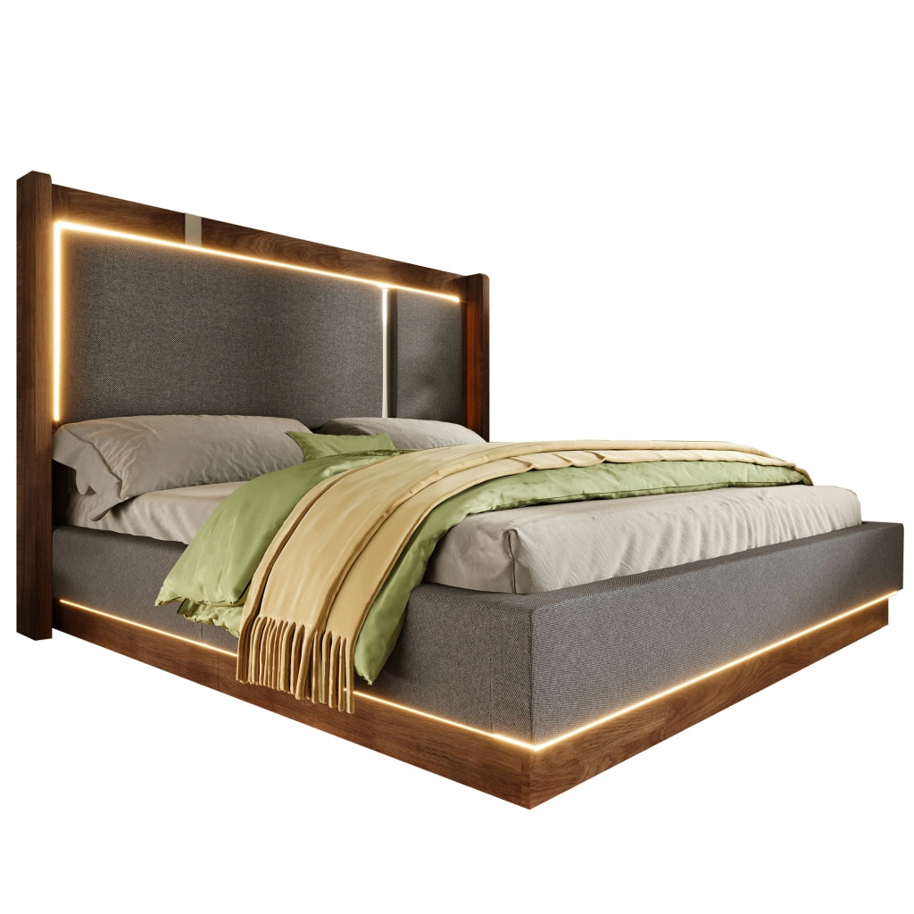 Letto matrimoniale imbottito grigio 140 x 200 cm