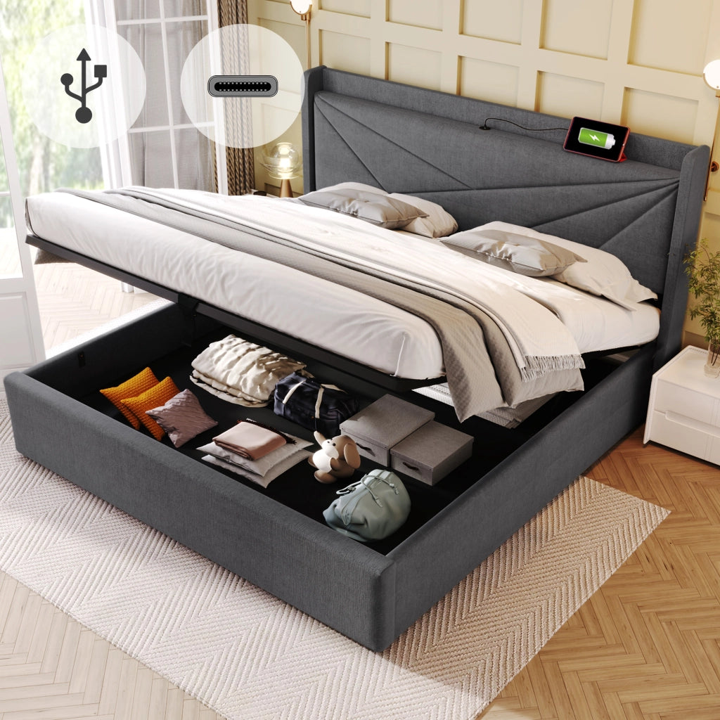 Letto matrimoniale contenitore 160x200 grigio
