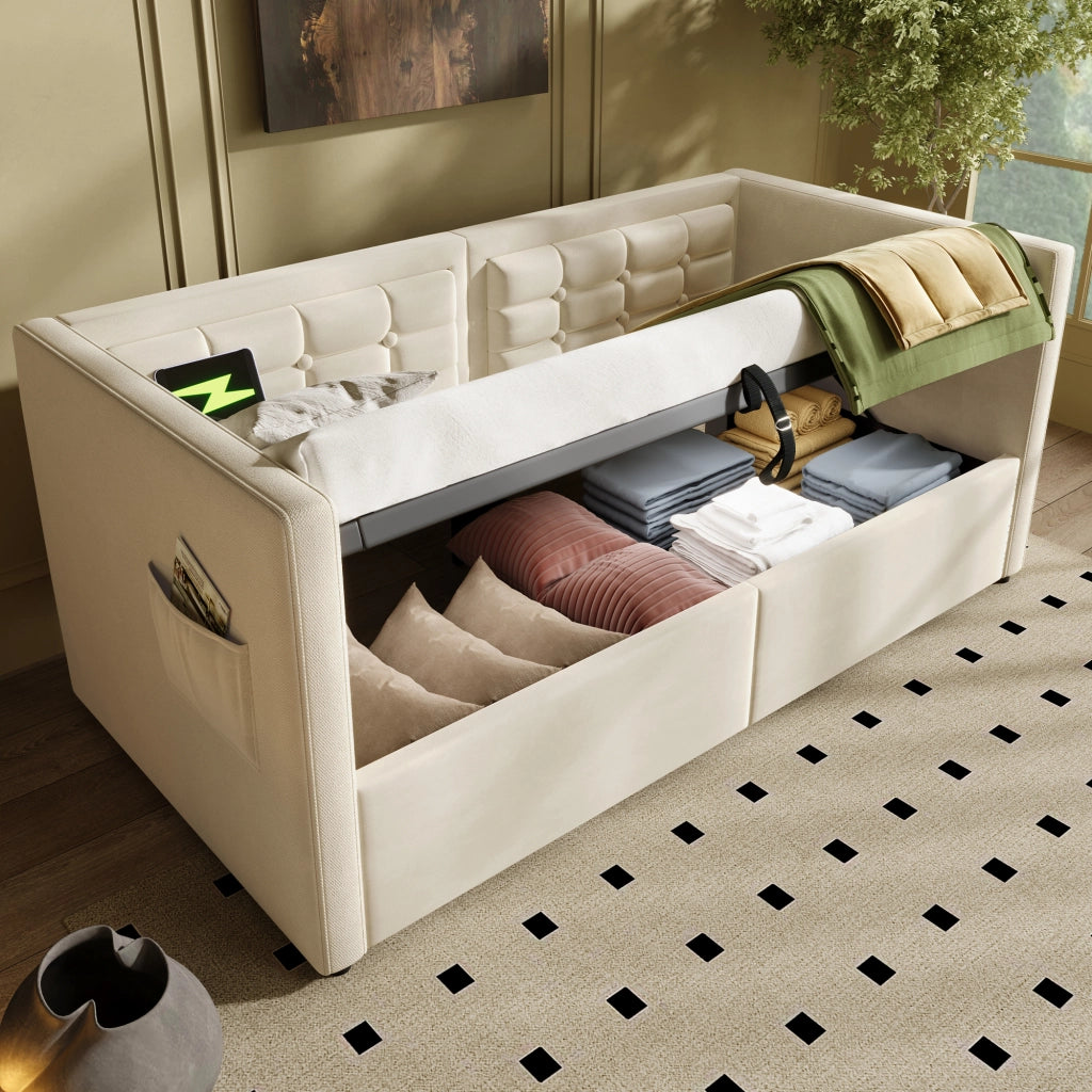 Divano letto singolo 90x200 cm con contenitore idraulico