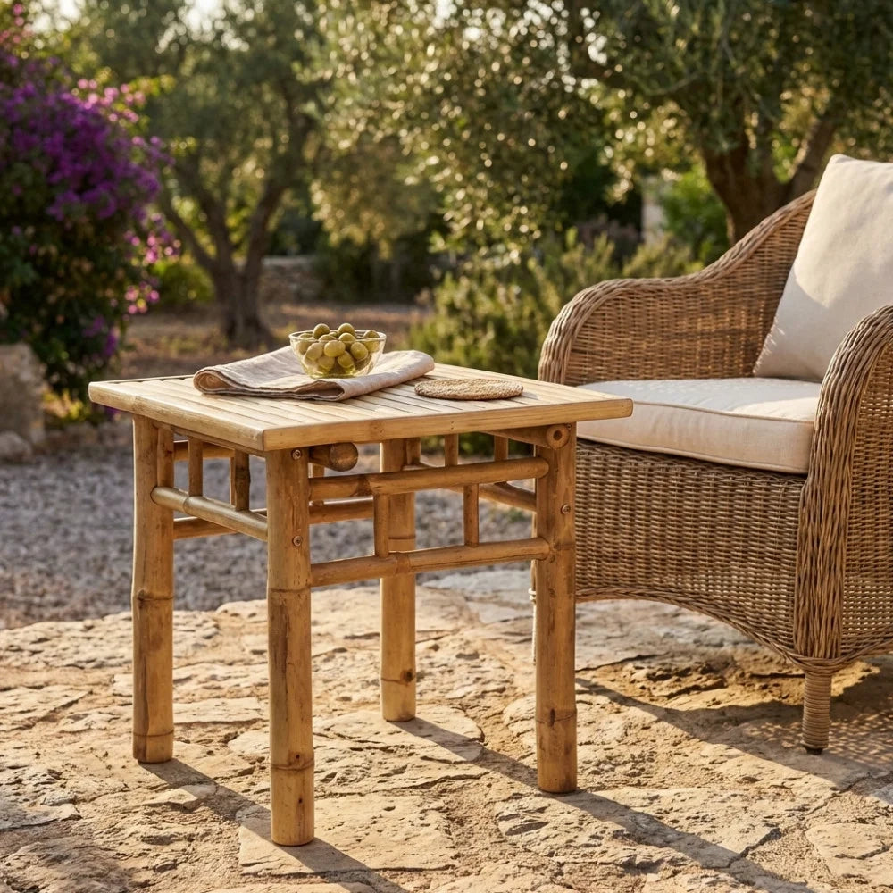 Tavolino da Giardino Quadrato in Bambù Aviator Marrone