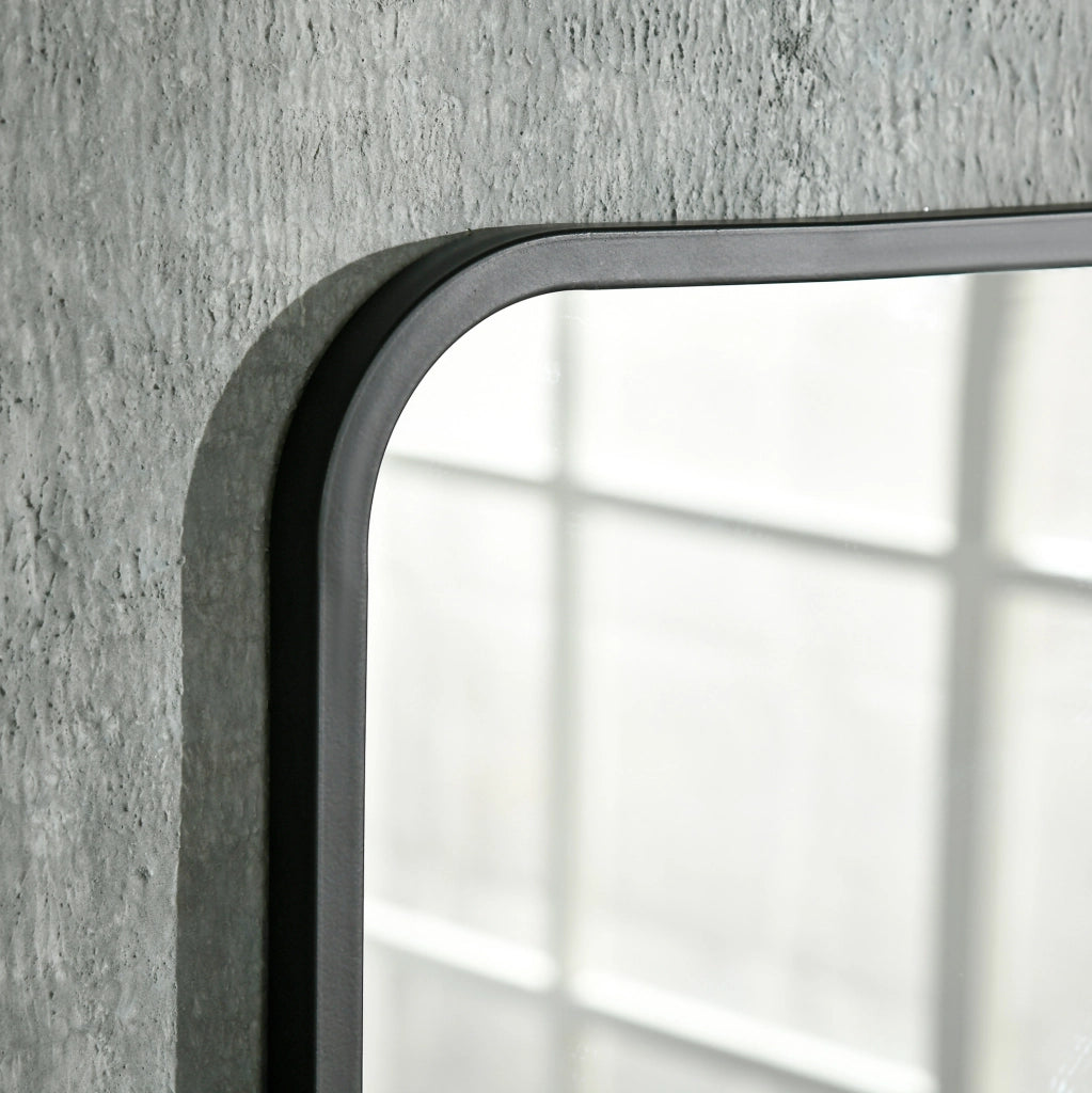 SPECCHIO da parete con mensola 70x50 cm, cornice in ferro nero