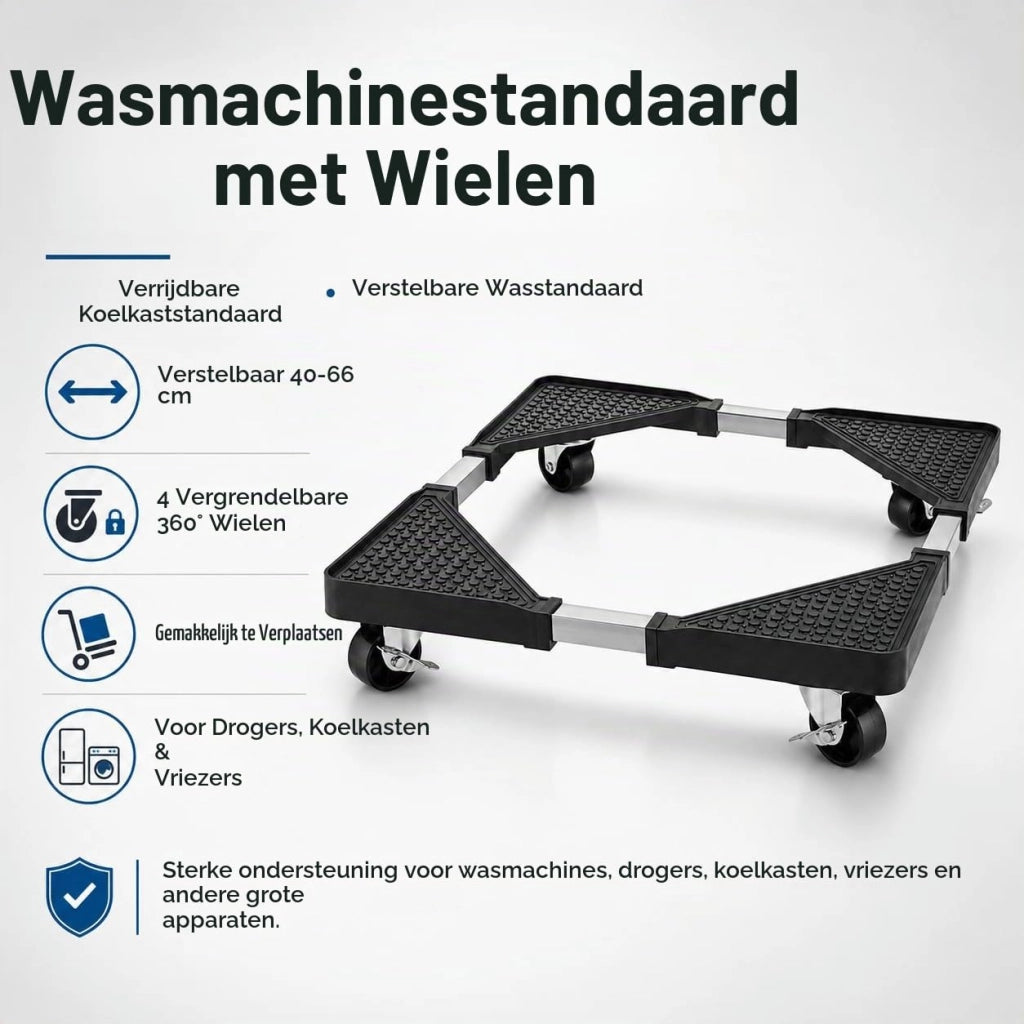 Supporto per lavatrice con rotelle, regolabile da 40 a 66 cm