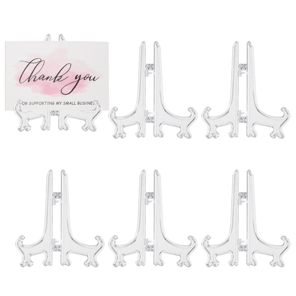 Set di 6 supporti in acrilico, pieghevoli, trasparenti, dimensioni 7x4 cm