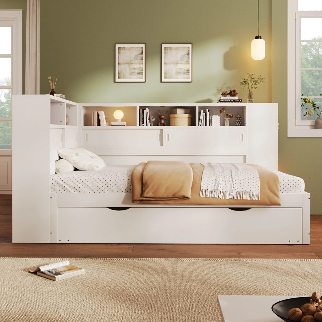 Letto singolo bianco 90x200 cm con letto estraibile