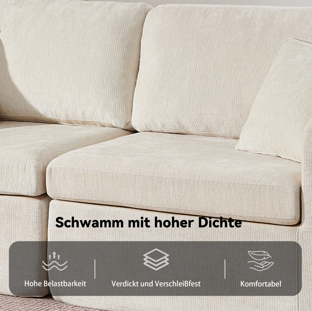 DIVANO Relax 2 posti 220x100x89 cm in chenille beige con porta USB