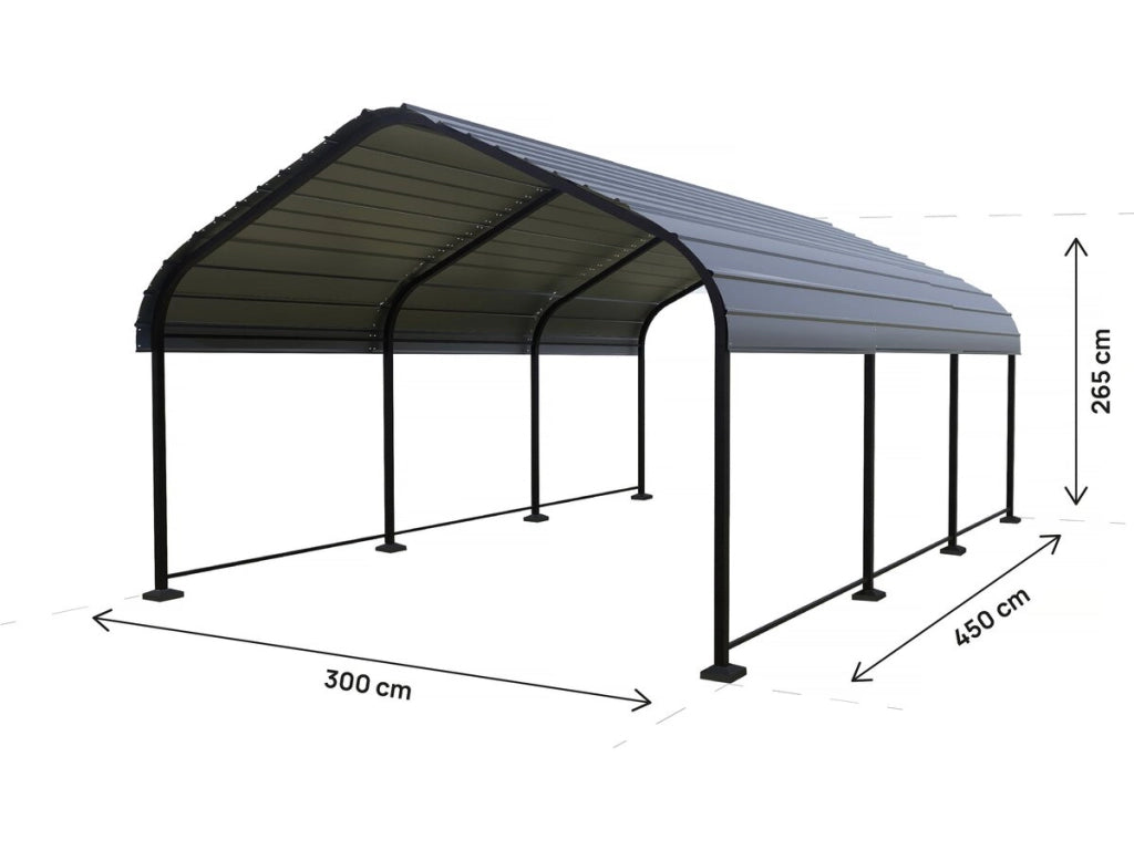 Carport in metallo "Phoenix" - 13,5 m² - Grigio