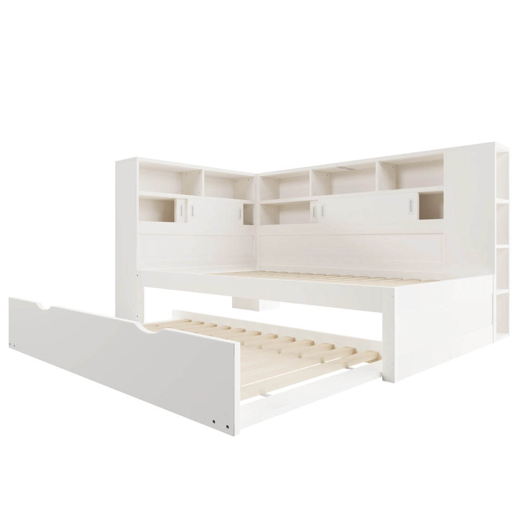 Letto singolo bianco 90x200 cm con letto estraibile