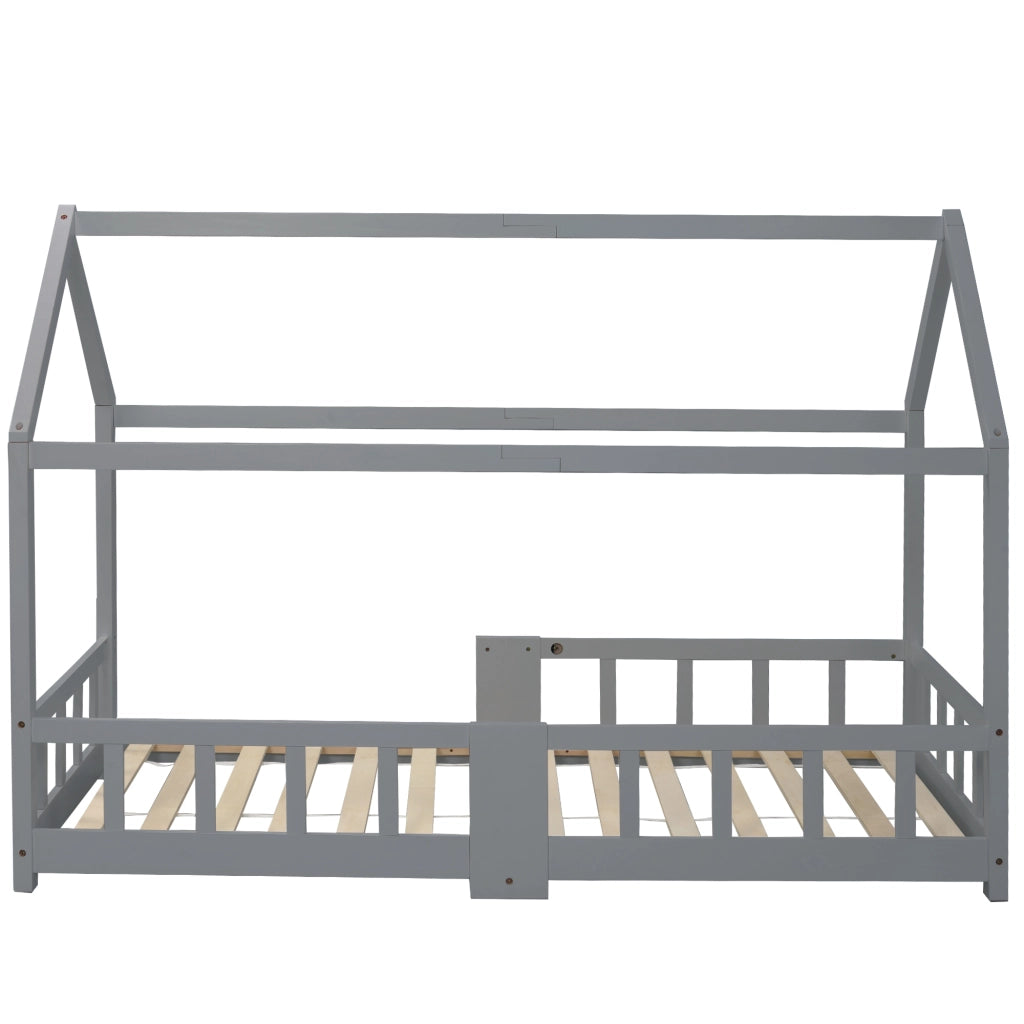 Letto casetta per bambini 90 x 200 cm grigio