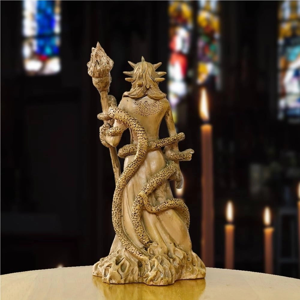 Statua di Hekate in resina, altezza 17 cm, dea greca della magia