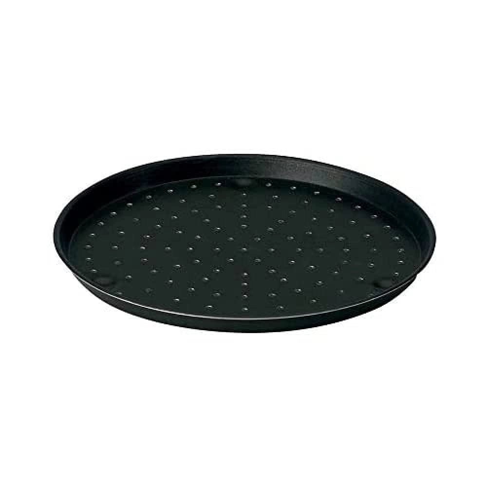 Teglia per pizza in alluminio con fori, 28 cm, antiaderente, nera