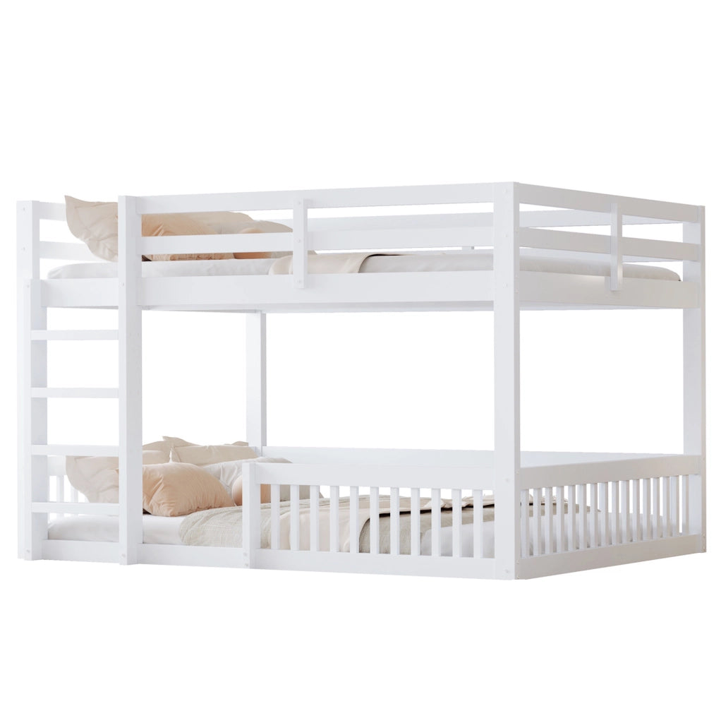 Letto a castello 160x200 cm bianco in pino e MDF con sponde