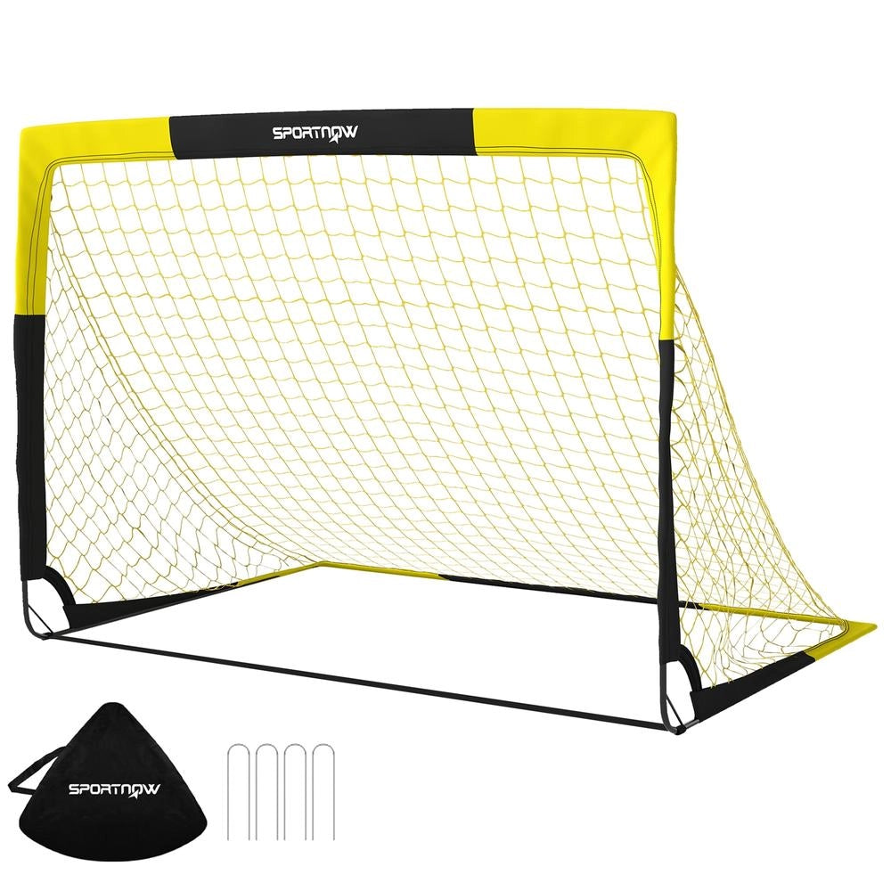SPORTNOW Porta da Calcio Pop-Up Pieghevole e Portatile con Borsa e 4 Picchetti di Ancoraggio per Giardino e Sport all'Aperto
