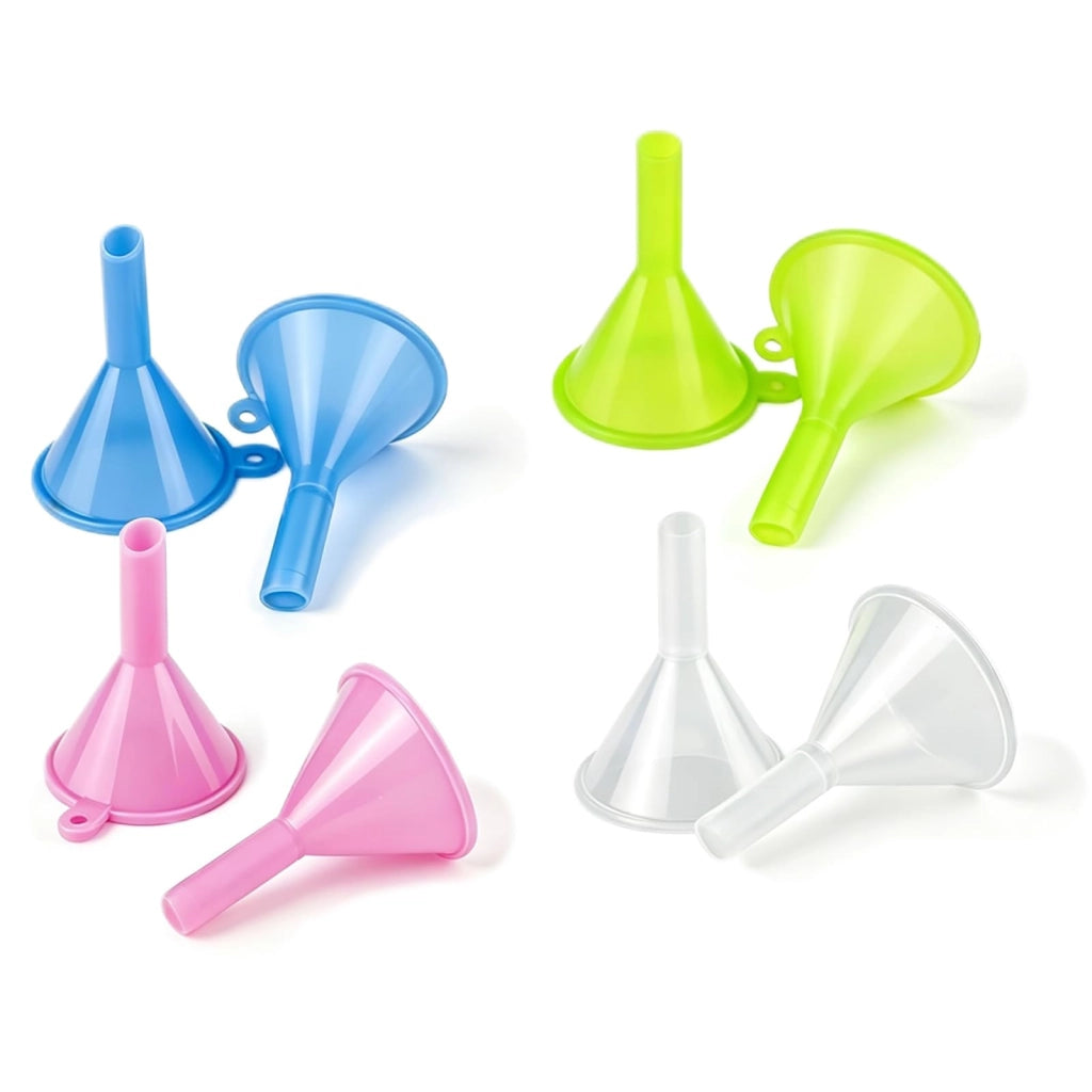 8 pezzi piccoli imbuti in plastica per oli, polveri e spezie