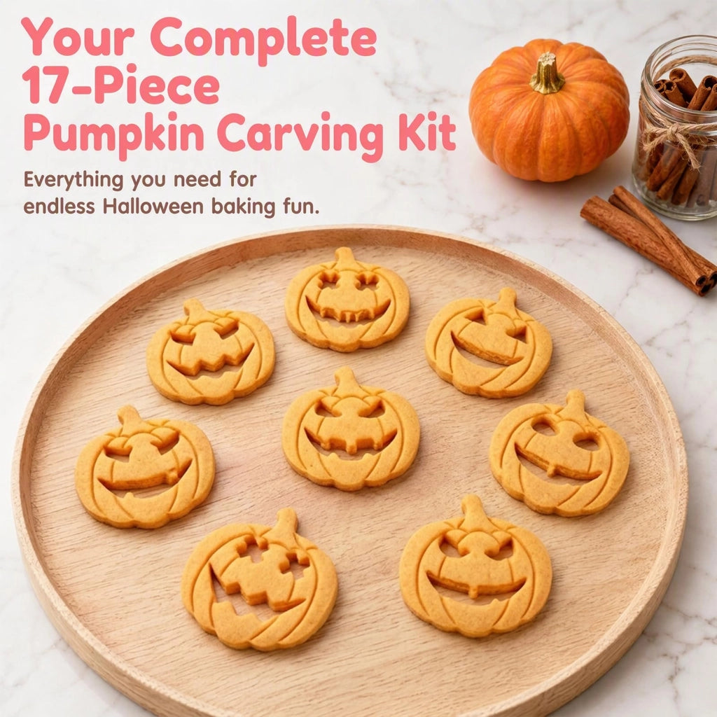 Set di 17 formine per biscotti a forma di zucca, in 3D, per Halloween