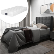 Letto singolo imbottito 90 x 200 cm grigio in lino