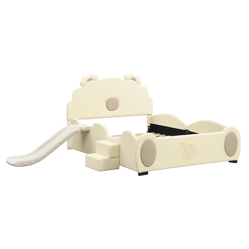 Letto per bambini 140x200 cm con scivolo beige